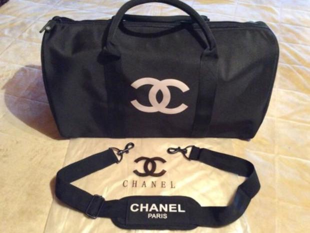 Chanel AS3533 Nylon Duffle Black  Travel Bag