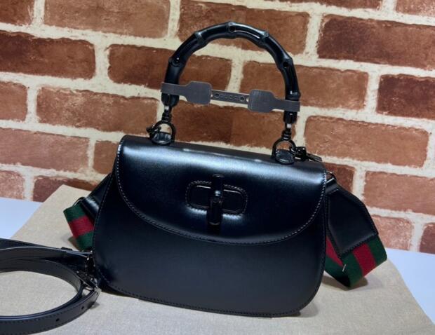 Gucci Small Top Handle Bag With Bamboo 675797 In Black